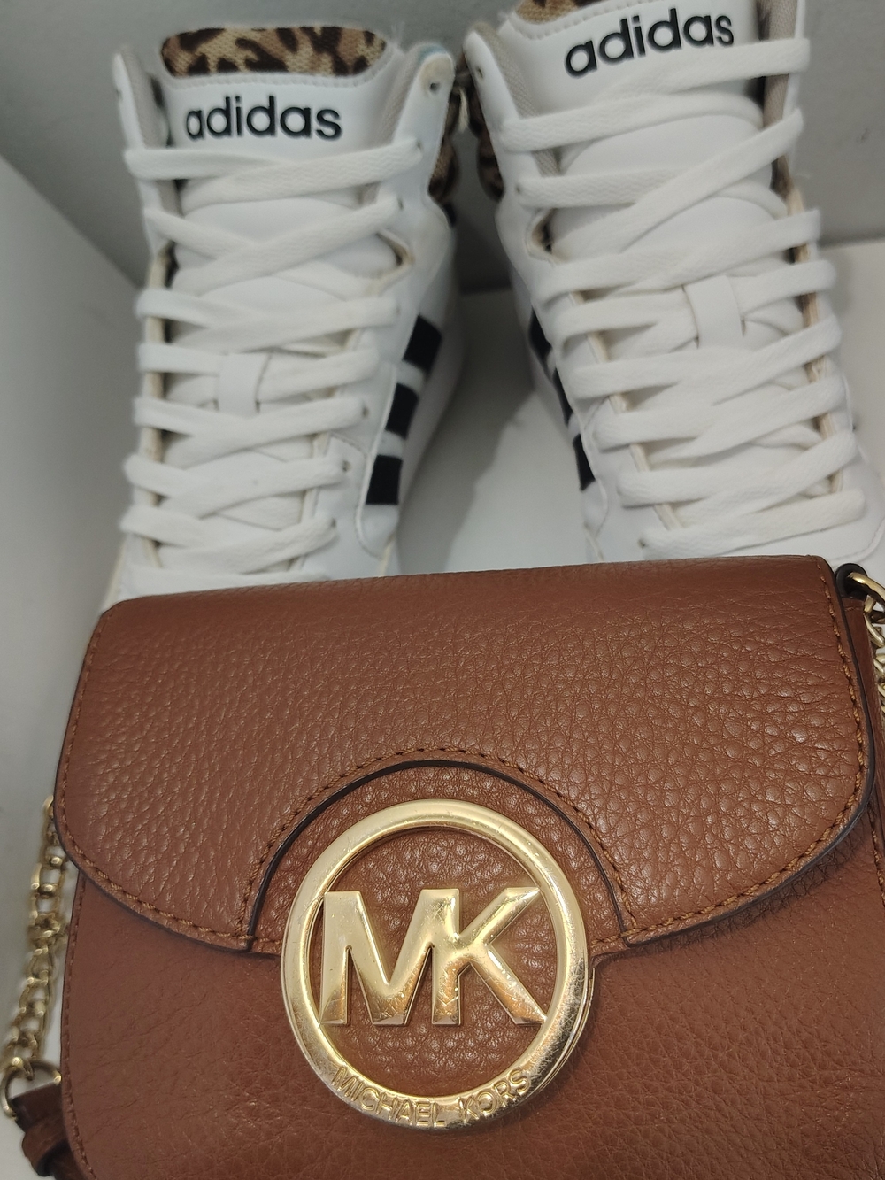 Michael Kors Brown Pebbled Leather Crossbody Bag with Gold Logo